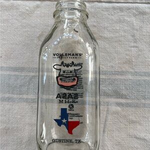 Voghelman's Glass Milk Bottle with Texas Design - vintage